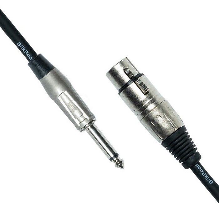 XLR Γυναίκα έως 1/4 ίντσες 6.35mm TS Μικροφώνου καλώδιο μικροφώνου Σχοινί Μαύρο XLR καλώδιο 10 πόδια
