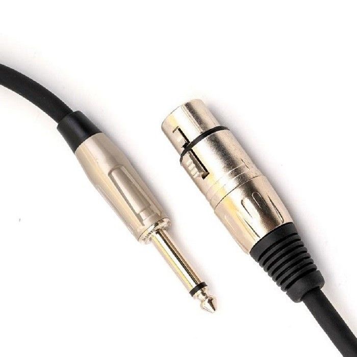 XLR Γυναίκα έως 1/4 ίντσες 6.35mm TS Μικροφώνου καλώδιο μικροφώνου Σχοινί Μαύρο XLR καλώδιο 10 πόδια
